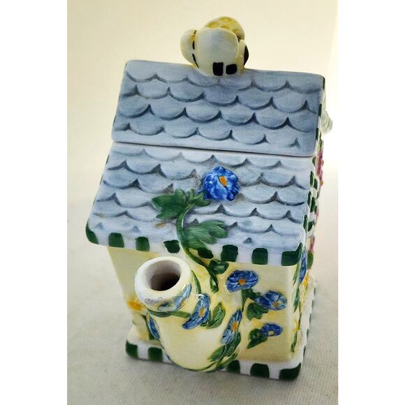 TEAPOT-FLOWERS INC BALLOONS-Bird House Design-Bee-Floral-Holds 3 Cups - Picture 3 of 16